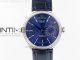 Cellini 50519 Real Date SS MK Best Edition Blue Dial Sticks Markers on Blue Leather Strap A3165