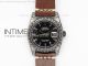 Datejust Engraved DLC Case Black dial on Brown Leather Strap